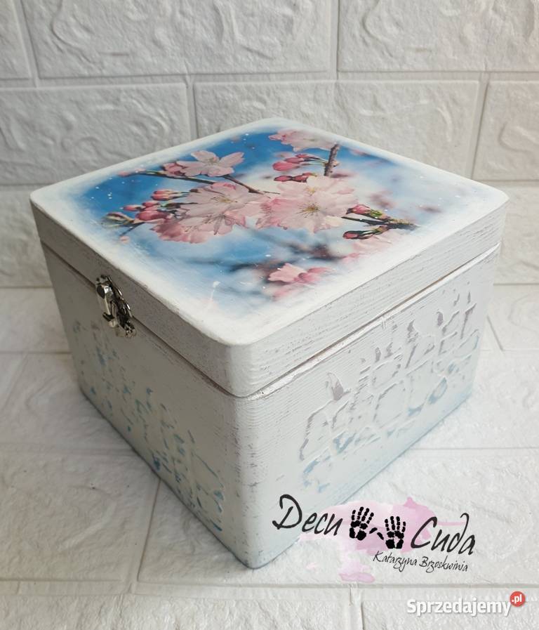 Szkatułka shabby chic kwiat jabłoni wielokolorowy Dekoracje i ozdoby małopolskie Kraków