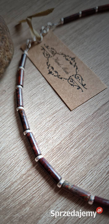 Jaspis mahoniowy Naszyjnik męski Bydgoszcz sprzedam