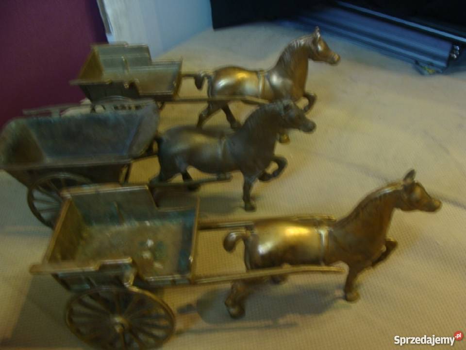 3 zaprzęgi konnekoń bryczki mosiądz