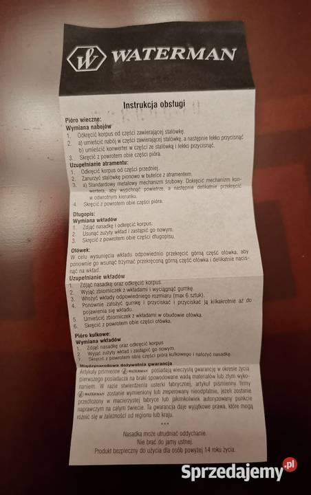 Długopis Waterman Paris nowy Lędziny