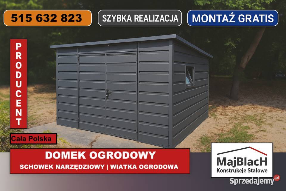 Grafitowy Garaż Blaszany Dwuspadowy Duża Hala blacha Lipno