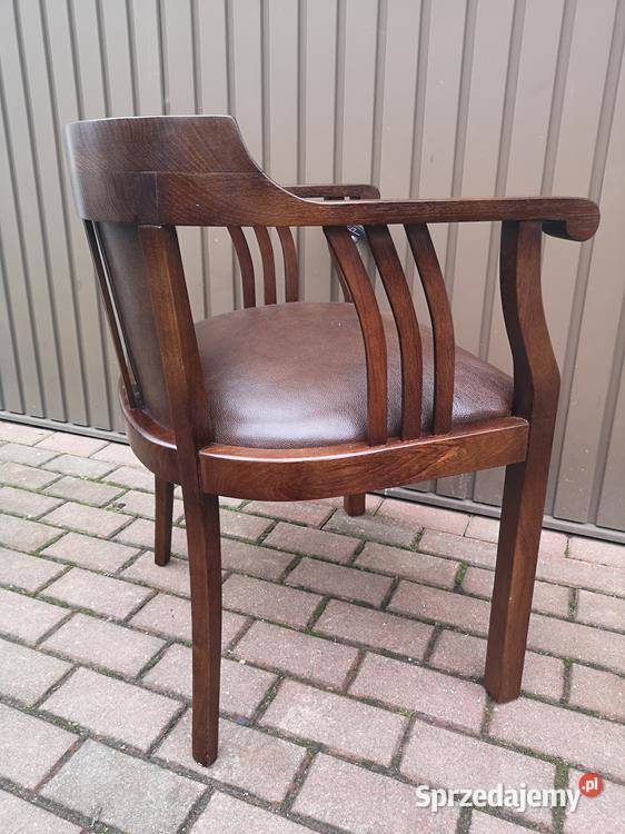 Stary Fotel Krzesło Dębowe Gabinetowe Antyk