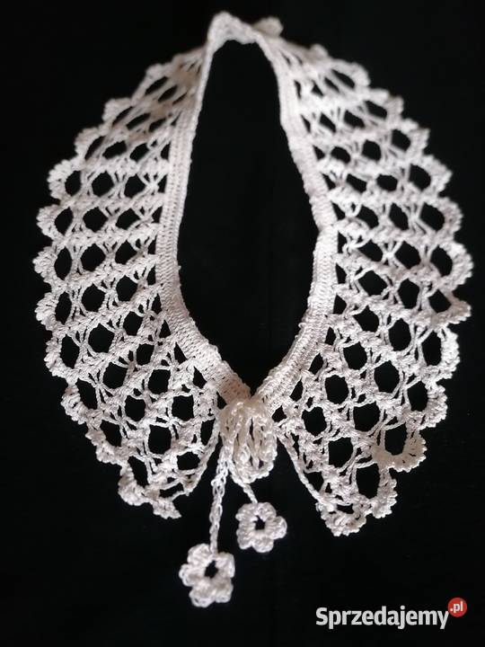 Kołnierzyk biały szydełkowy z niciRękodzieło Łódź