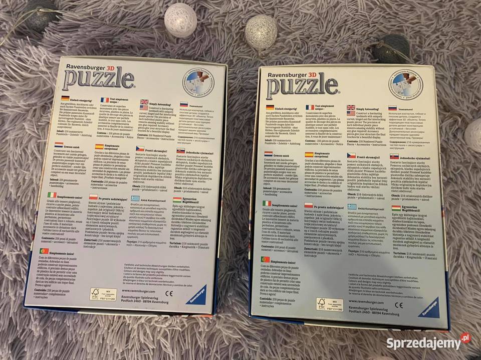 Puzzle 3D BIG BEN WIEŻA EIFFLA NOWE 4 sztuki Plastik  Jasło