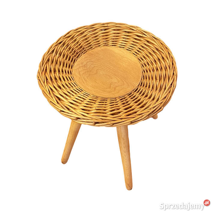 Taboret rattanowy proj J Kalous luv Antyki, Sztuka, Kolekcje Warszawa
