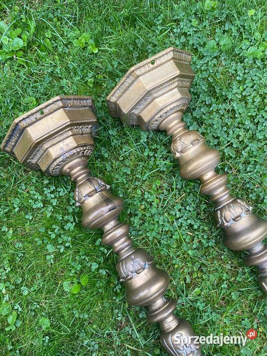 Stare mosiężne świeczniki świecznik kandelabr Bystrzyca Kłodzka