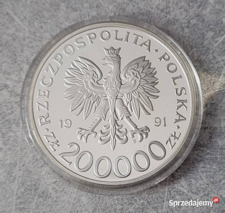 H19 POLSKA III RP srebro 200 000 Złotych 1991 r Łask