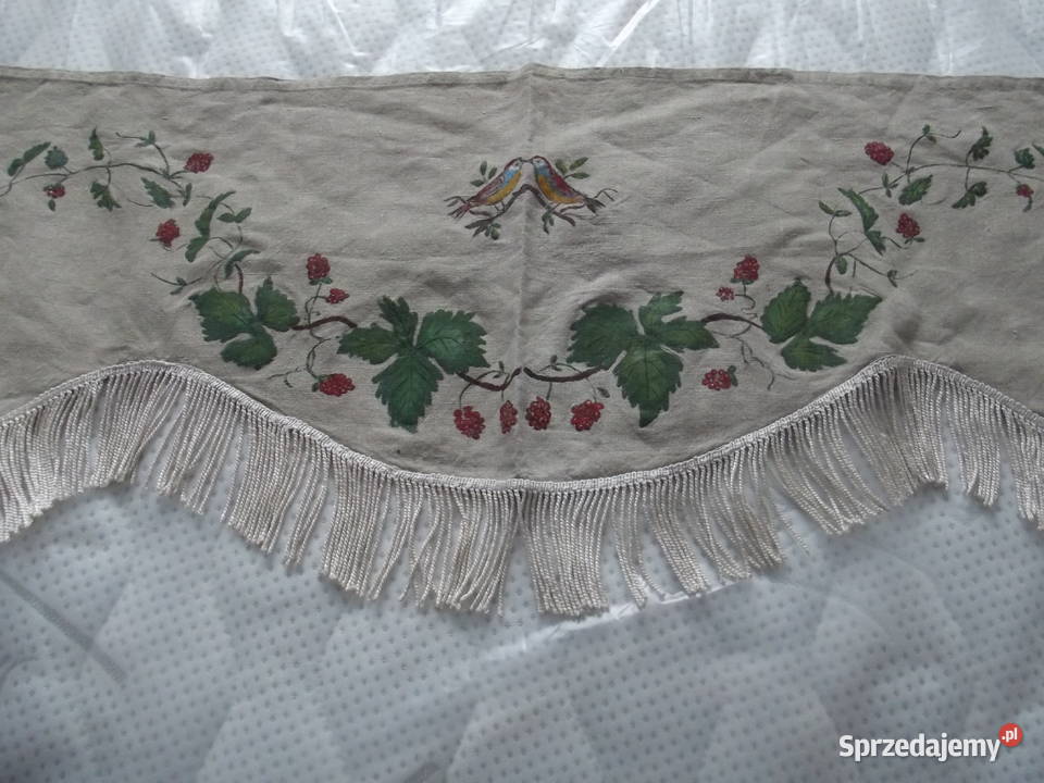 Zasłony len malowany olejną farbą bażant UNIKAT Piekary Śląskie