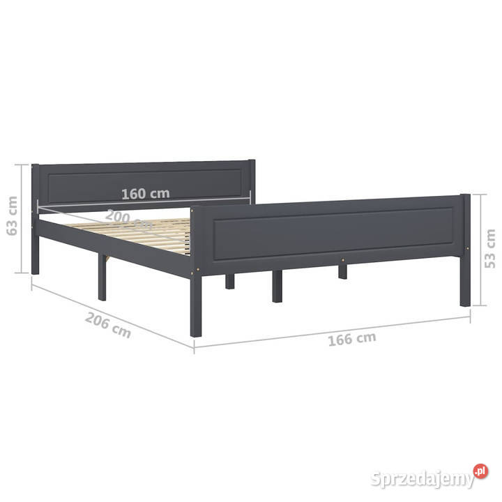 Rama łóżka z litego drewna sosnowego szara 160 x 63cm Warszawa