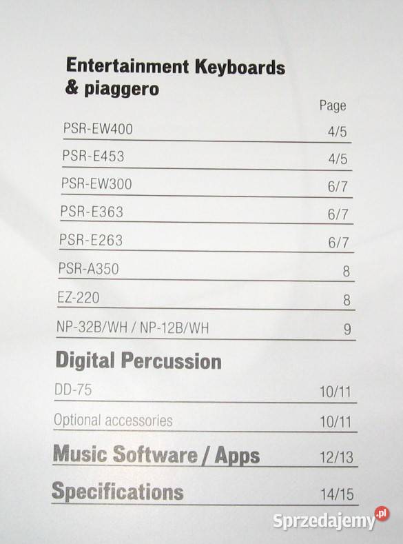 Yamaha Digital Keyboards 2017 catalog katalog Yamaha Kępice sprzedam