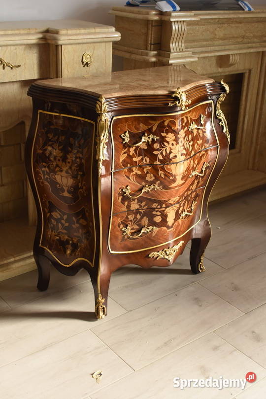 Komoda W stylu Francuskim z intarsją Marmurowy