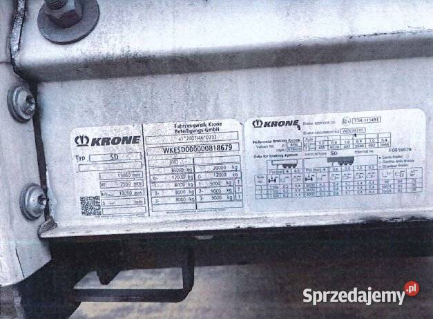 Naczepa Krone SD Syndyka Burtowe i plandeki Sydół