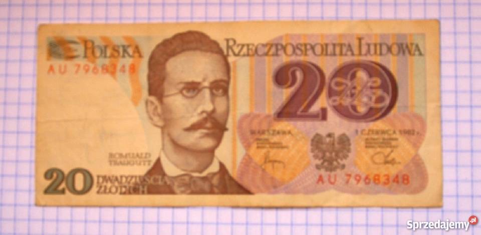 BANKNOT 20 ZŁOTYCH 1982 POLSKA ROMUALD TRAUGUTT sprzedam