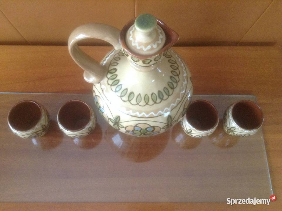 Rękodzieło zestaw ceramiczny dzban z 6 kubkami Opole