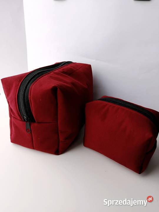Kosmetyczka duża materiałowa czerwona zestaw