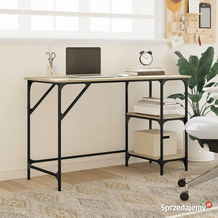 Biurko dąb sonoma 120x50x75 metal i materiał Warszawa