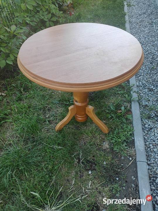 Piękny drewniany stolik okrągły styl klasyczny 60cm