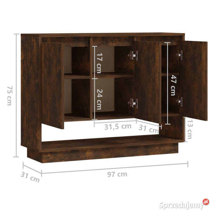 Szafka przydymiony dąb 97x31x75 materiał