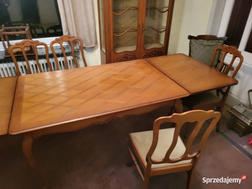Meble dębowe w stylu chippendale stół krzesła