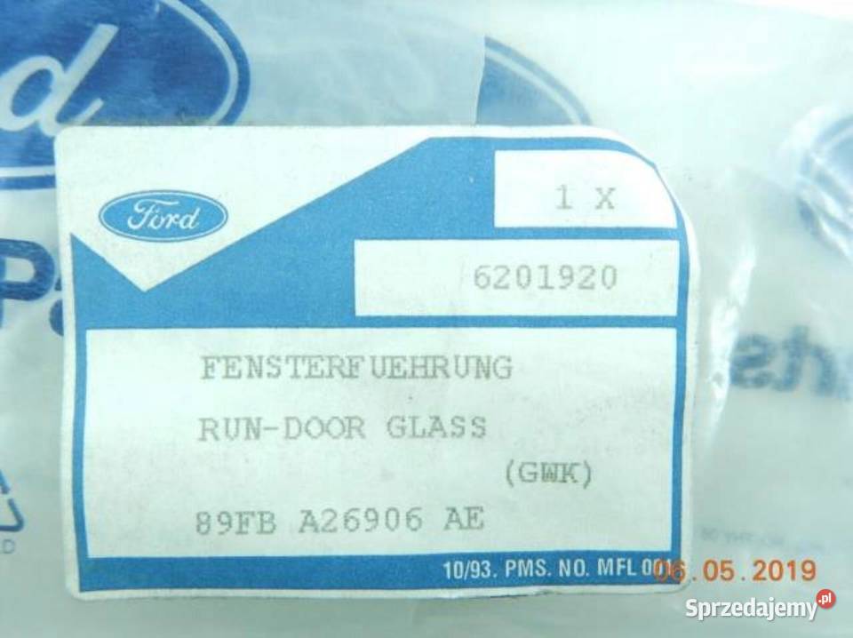 USZCZELKA SZYBY DRZWI PRAWY TYŁ FORD FIESTA 02