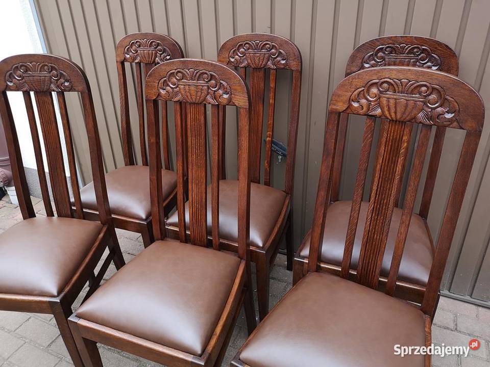 Krzesła Dębowe Wysokie Politura Stare Antyk Meble Swarzędz