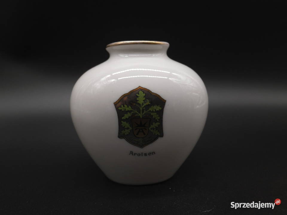 Porcelanowy wazon z herbem miasta Arolsen wielkopolskie Raszków