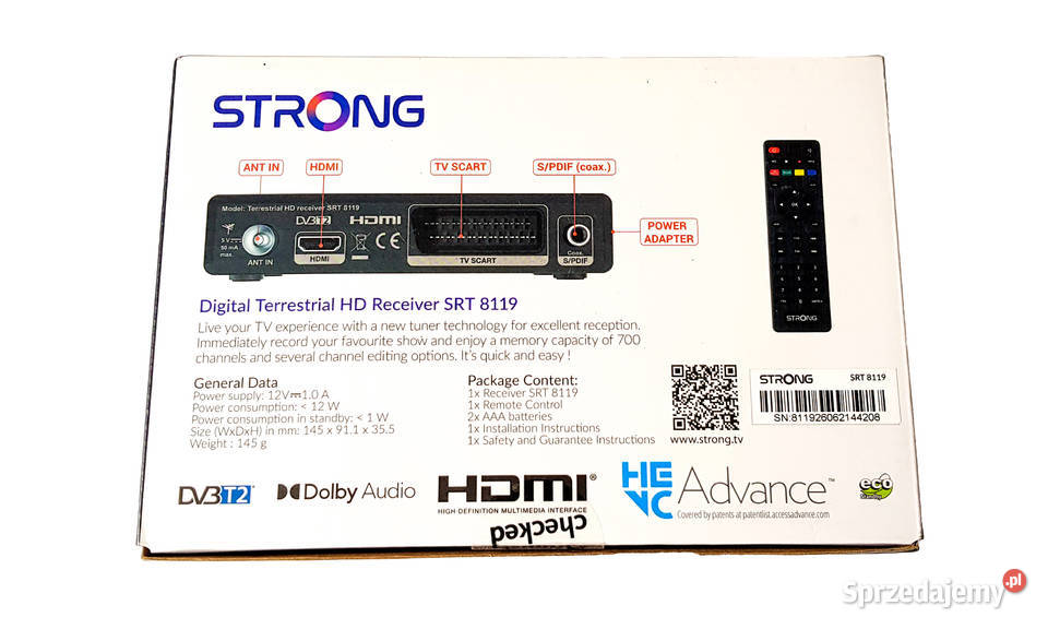 Dekoder DVBT2 STRONG SRT 8119 HEVC Elektronika Kraków