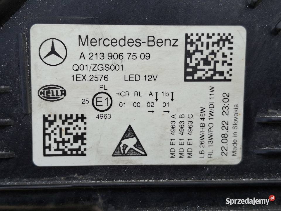 MERCEDES EKLASA W213 REFLEKTOR LEWY FULL LED lubuskie Bieleń