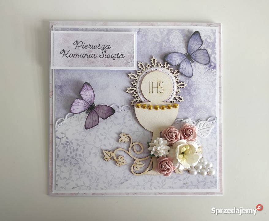 Kartka ręcznie robiona na Komunię Świętą w Łódź