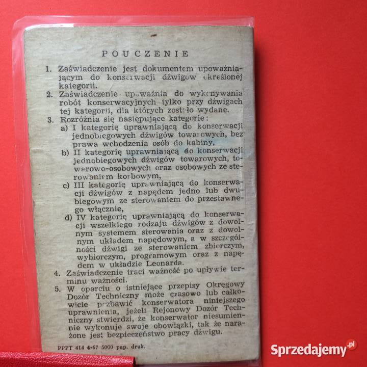 1427 Legitymacja Zaświadczenie Klich Szczecin