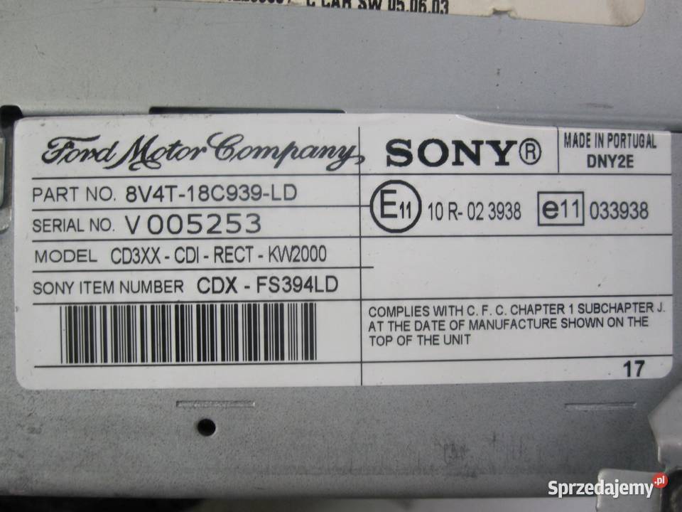 FORD KUGA MK1 I 10r radio CD 8V4T18C939LD osobowe