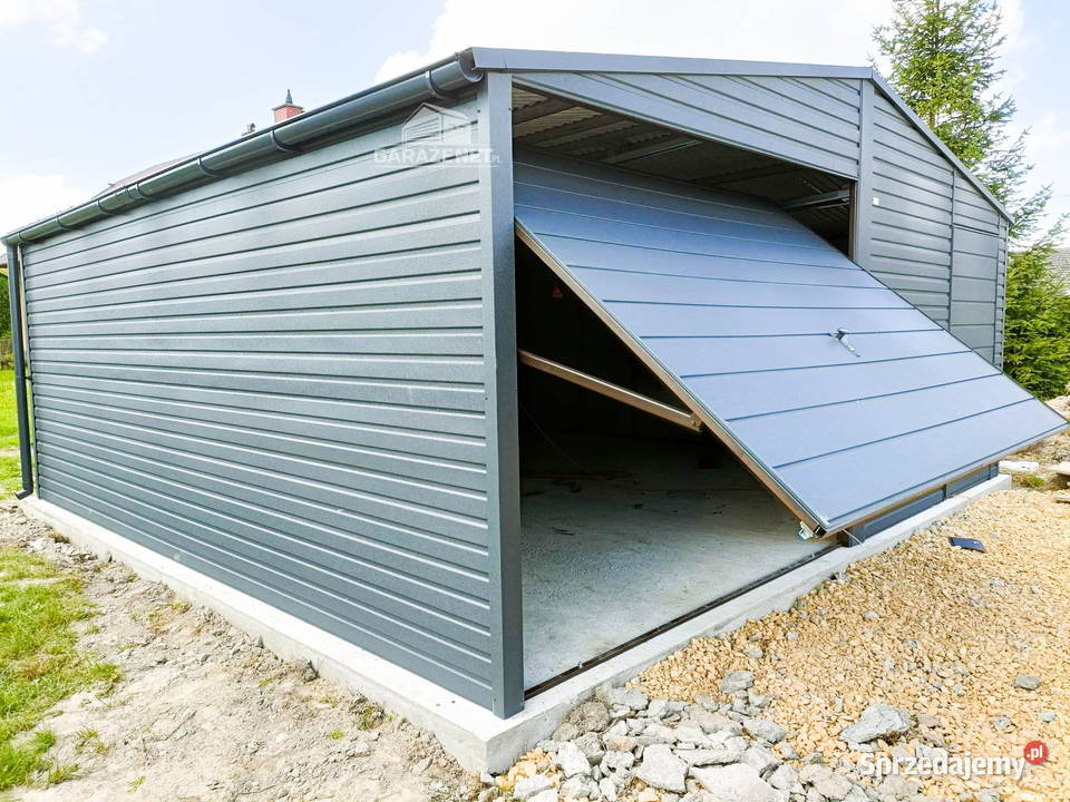 GARAŻ BLASZANY 6m x 6m DWUSPAD BRAMA UCHYLNA Łapanów