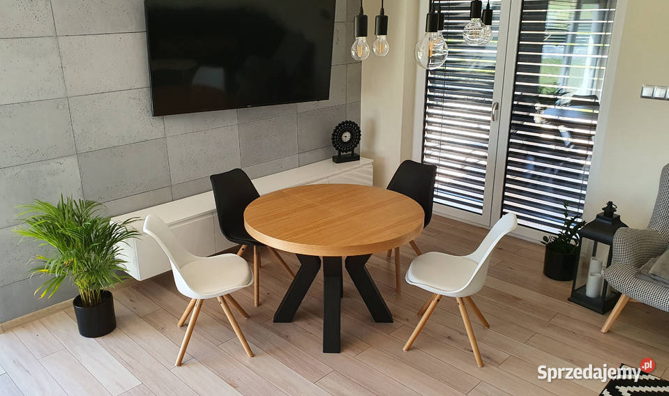 Nowoczesny stół dębowy okrągły rozkładany Loft 3 Krosno