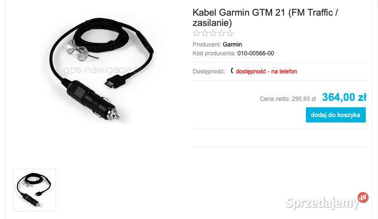 Kabel Garmin GTM 21 FM Traffic lubelskie Lublin
