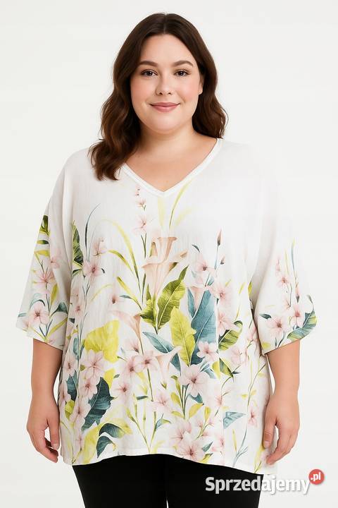 Tunika damska PLUS SIZE z kwiatowym nadrukiem Wieluń