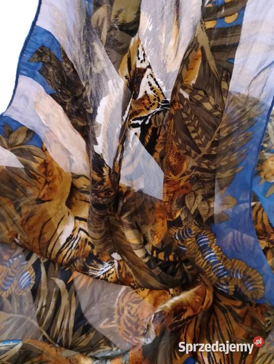 Apaszka z motywem tygrysów kwadratowa kolorowa Oborniki