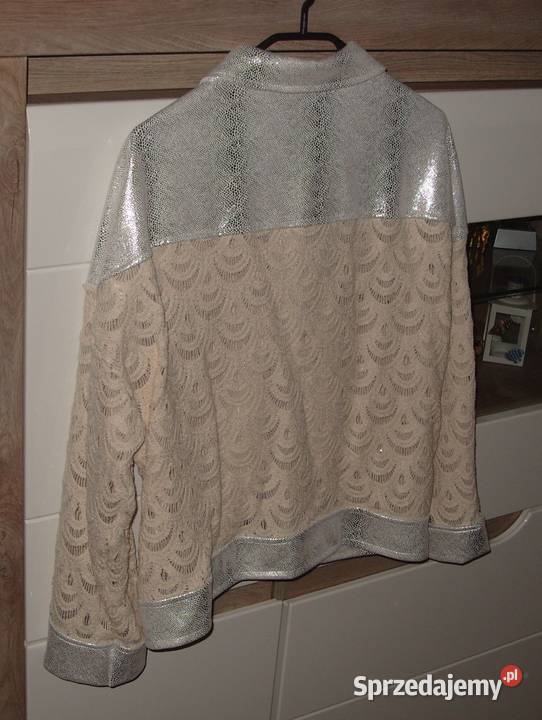 BLUZO KURTECZKA srebrno beżowa cekiny r LXL