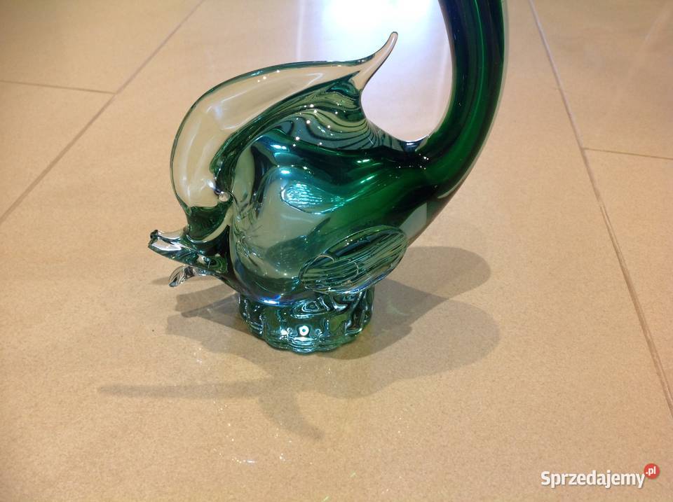 Stara Szklana Ryba Zielone Szkło Dekoracja lubuskie Nowa Sól