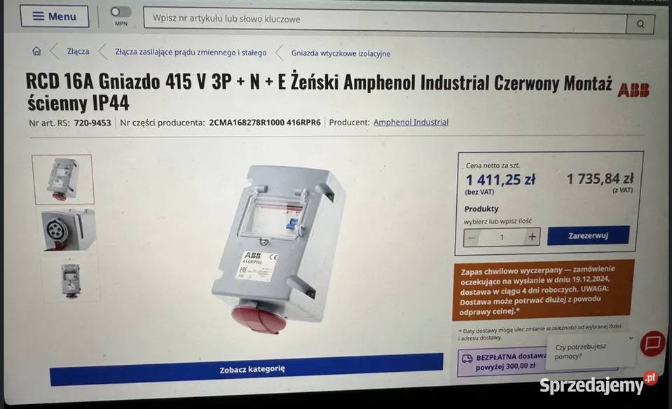 Gniazdko z RCD 30mA świętokrzyskie Ruda Białaczowska