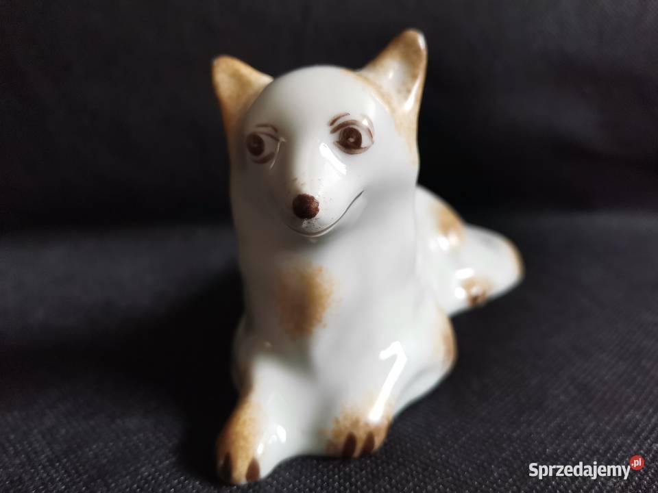 Stara figurka Pies Shiba Inu porcelana Połonne Porcelana i szkło Katowice