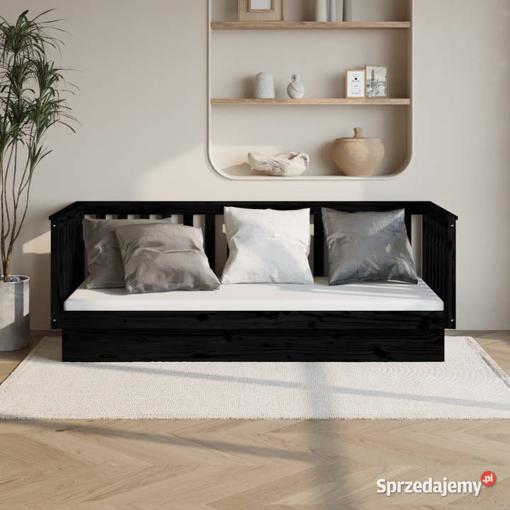 Łóżko dzienne czarne lite drewno sosnowe 100x200 Warszawa