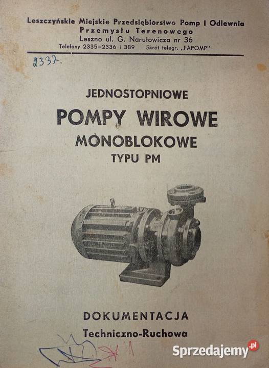 Jednostopowe pompy wirowe monoblokowe pm kujawsko-pomorskie Osięciny sprzedam