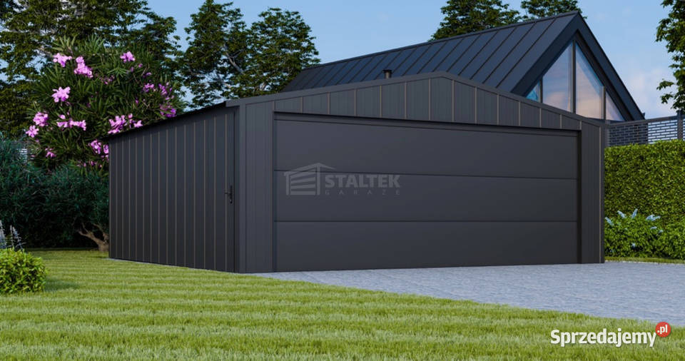 Garaż blaszany 6x5m brama segmentowa drzwi