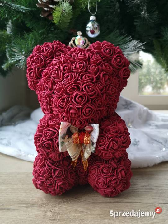 Miś z róż piankowych bordowy wys 25 mazowieckie Otrębusy