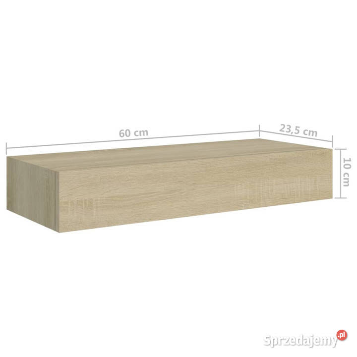 Półki ścienne z szufladą 2 dąb 60x235x10 MDF Warszawa