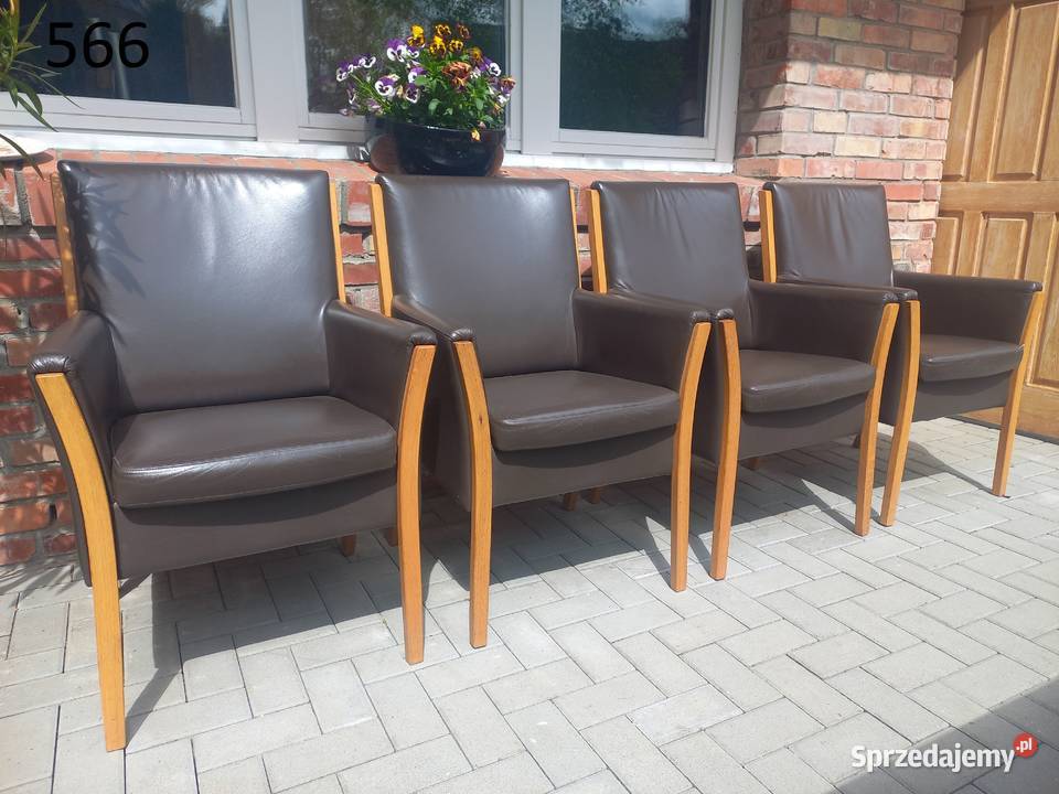 Fotele drewniane ze skórzaną tapicerką 4 Fotel