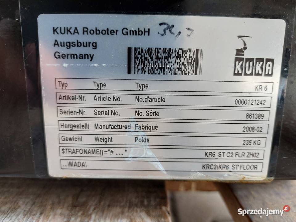 Robot przemysłowy KUKA KR6 Sterowanie KRC2 ED05 Gorzów Wielkopolski