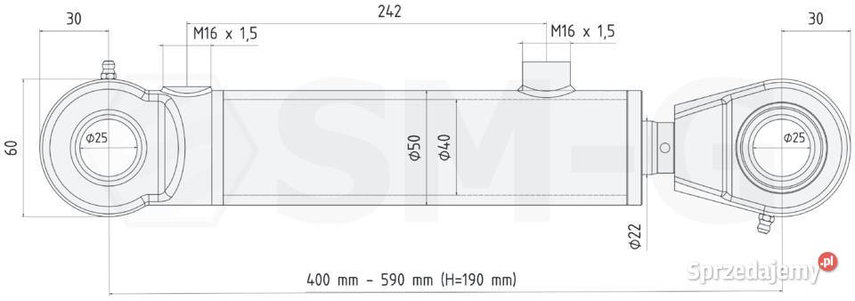 Polski Siłownik Hydrauliczny CJ2F 40x22 SKOK 190 Solec Kujawski