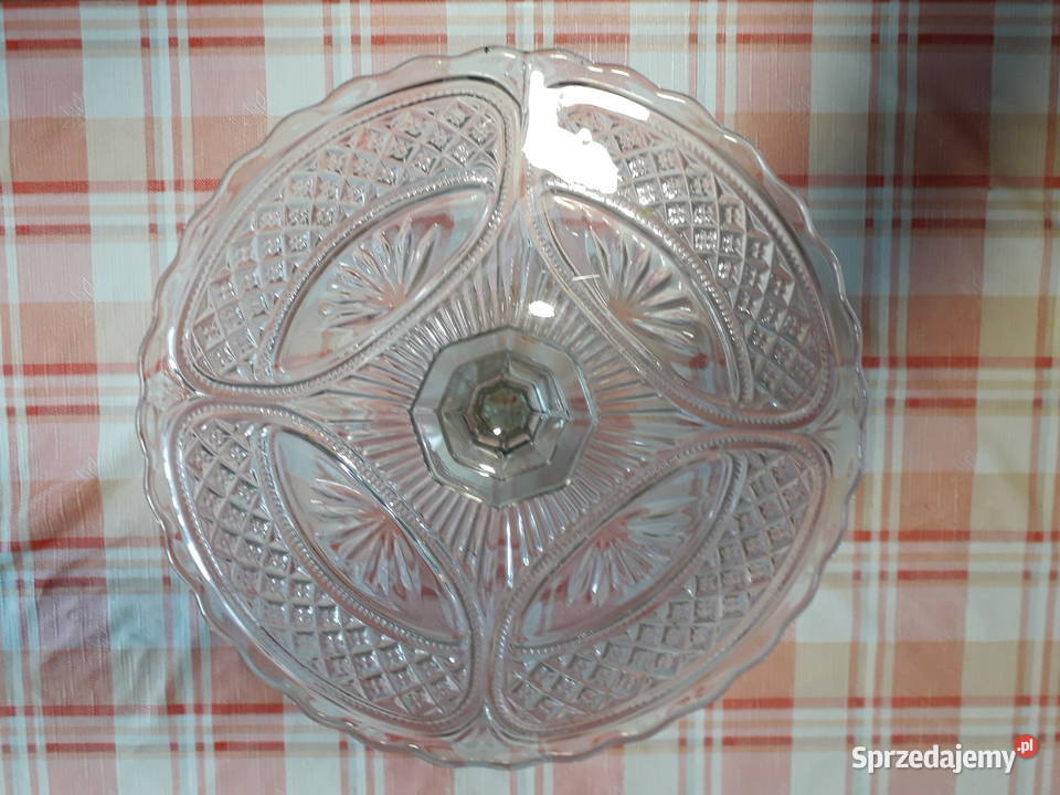 Patera szklana do ciasta z głębokiego PRLu małopolskie Kraków