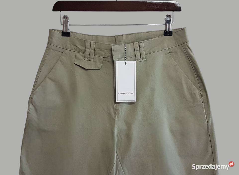 Damskie oliwkowe bawełniane spodnie proste Rozmiar 38(M)